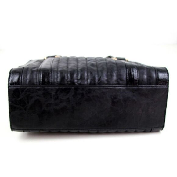 CHARMING CHARLIE STITCHED BLACK POLYURETANE SHOULDER BAG HANDBAG TOTE HOBO PURSE - Picture 4 of 13